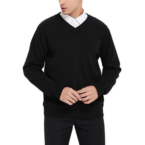 Brooks Brothers Extra Fine Merino Wool Black V-neck Pullover Sweater Size XL - Picture 1 of 10